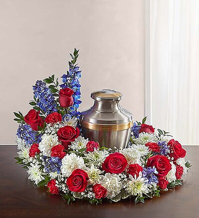 Cremation Wreath - Red, White &amp;amp; Blue