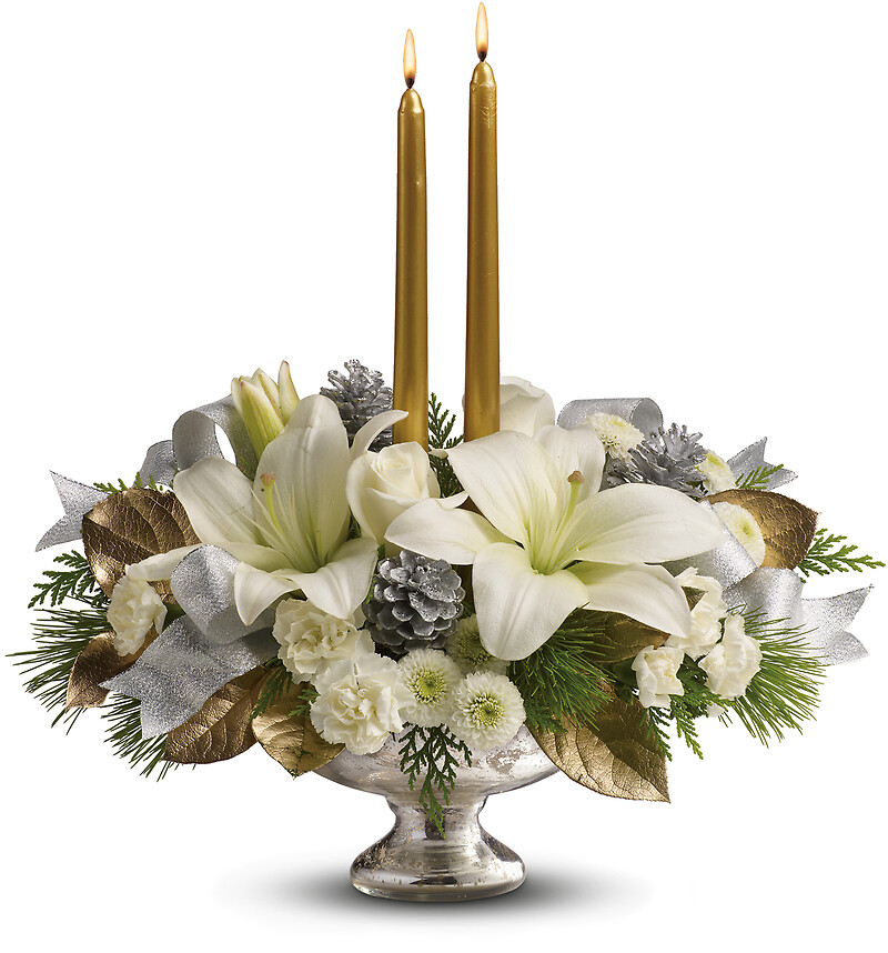Silver And Gold Centerpiece arranged by a florist in Burr Ridge, IL ...