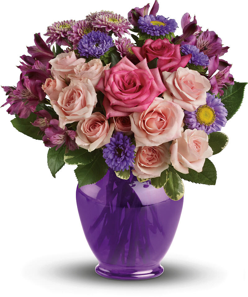 Purple Medley Bouquet with Roses arranged by a florist in Burr Ridge