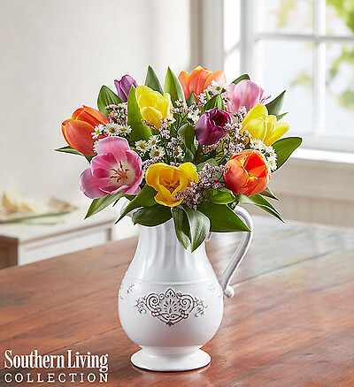Fresh Spring Tulip Pitcher by Southern Living&amp;trade;