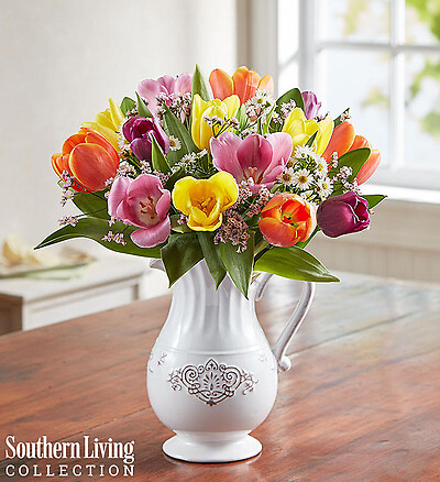 Fresh Spring Tulip Pitcher by Southern Living&amp;trade;